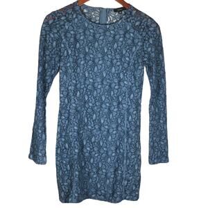 ARITZIA Talula Dress Long‎ Sleeve Blue Lace Mini Dress Women's 2 Party Cocktail